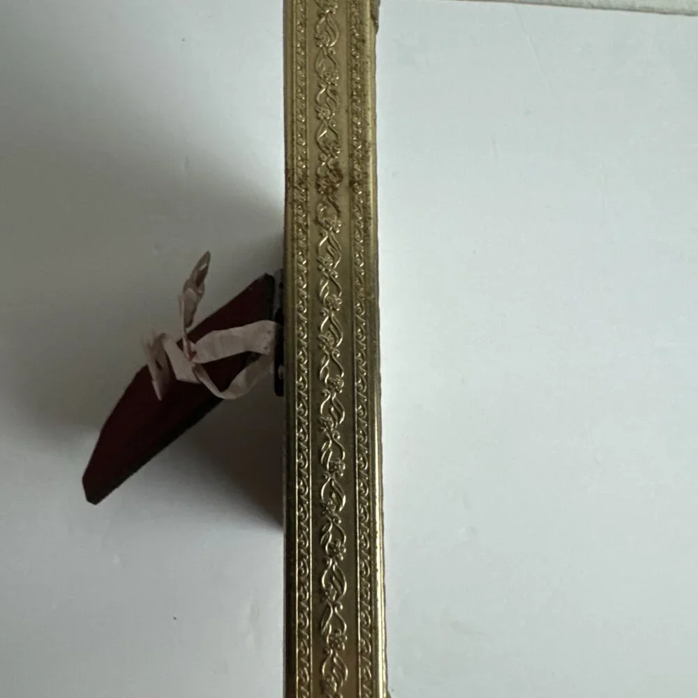 Vintage Gold Metal Enamel Engraving